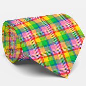 Pink Green Yellow Madras Plaid Design  ネクタイ