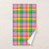Pink Green Yellow Madras Plaid Design  バスタオルセット (ハンドタオル)