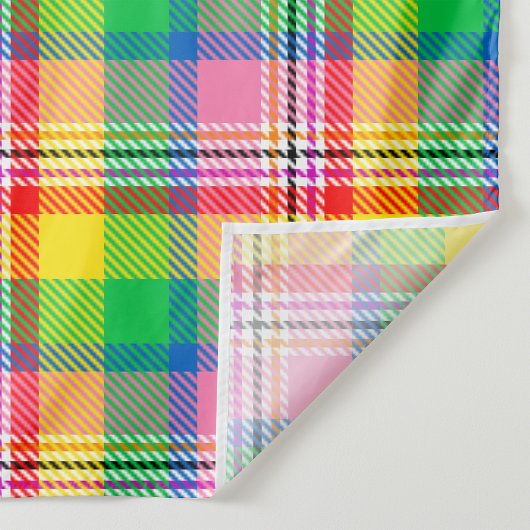 Pink Green Yellow Madras Plaid Design  ファブリック