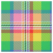Pink Green Yellow Madras Plaid Design  ファブリック (クローズアップ)