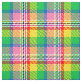 Pink Green Yellow Madras Plaid Design  ファブリック (見本)