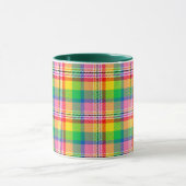 Pink Green Yellow Madras Plaid Design  マグカップ (中央)