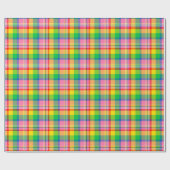 Pink Green Yellow Madras Plaid Design  ラッピングペーパー (フラット)