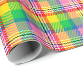 Pink Green Yellow Madras Plaid Design  ラッピングペーパー (ロールコーナー)