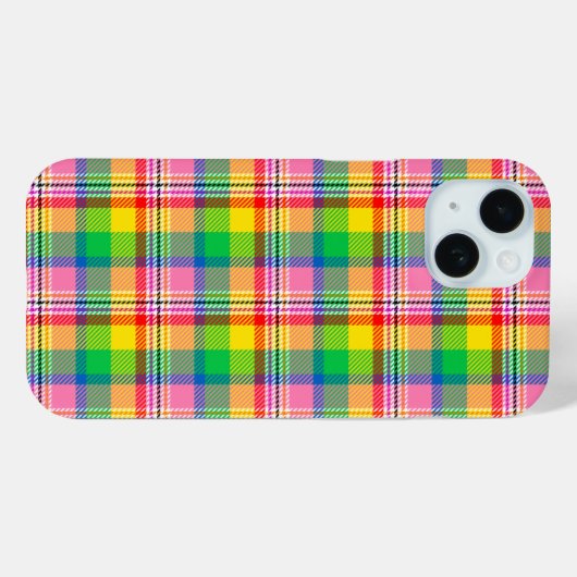 Pink Green Yellow Madras Plaid Design  Case-Mate iPhoneケース (裏面 (横))