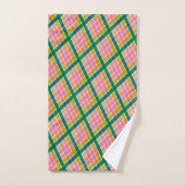 Pink Green Yellow Plaid Bright Modern Preppy Retro バスタオルセット (ハンドタオル)