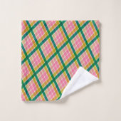 Pink Green Yellow Plaid Bright Modern Preppy Retro バスタオルセット (ウォッシュタオル)