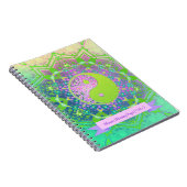 Pink Green Yin Yang Mandala Geometry Mandala ノートブック (右側)