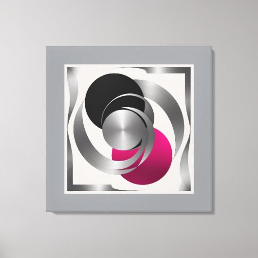 Pink Grey Black Circle Abstract  キャンバスプリント (正面)