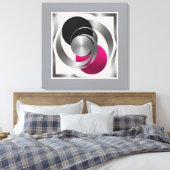 Pink Grey Black Circle Abstract キャンバスプリント (インサイチュ (寝室))