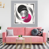 Pink Grey Black Circle Abstract キャンバスプリント (インサイチュ (リビング))