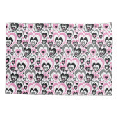 Pink Grey Black Hearts Pattern. 枕カバー (裏面)