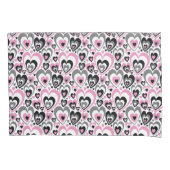 Pink Grey Black Hearts Pattern. 枕カバー (正面)