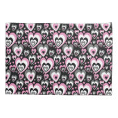 Pink Grey Black Hearts Pattern. 枕カバー (裏面)