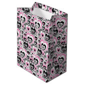 Pink Grey Black Hearts Pattern. Gift Bag ミディアムペーパーバッグ (裏面アングル)