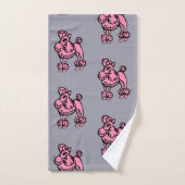  Pink Grey French Poodle Large Bath Towel Set バスタオルセット (ハンドタオル)