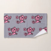  Pink Grey French Poodle Large Bath Towel Set バスタオルセット (ハンドタオル)