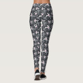 Pink grey modern abstract flowers レギンス (裏面)