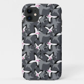 Pink grey modern abstract flowers Case-Mate iPhoneケース (裏面)