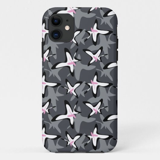 Pink grey modern abstract flowers Case-Mate iPhoneケース (裏面)