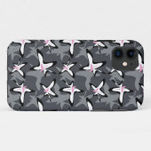 Pink grey modern abstract flowers Case-Mate iPhoneケース (裏面(横))