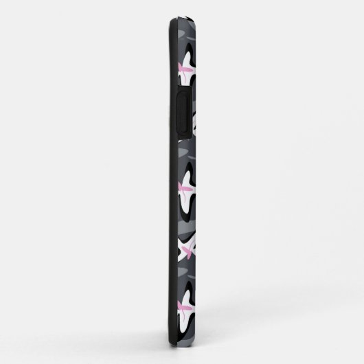Pink grey modern abstract flowers Case-Mate iPhoneケース (裏面/右)