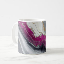 Pink, Grey White Stone Marble Printed  コーヒーマグカップ