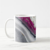 Pink, Grey White Stone Marble Printed  コーヒーマグカップ (左)