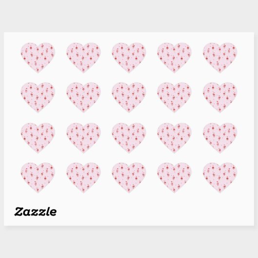 Pink Grid Cute Valentine Goose Pattern with Hearts ハートシール (シート)