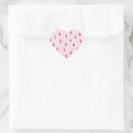 Pink Grid Cute Valentine Goose Pattern with Hearts ハートシール (バッグ)
