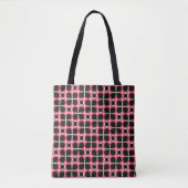 Pink Grid Flower Retro Pattern Tote トートバッグ (正面)