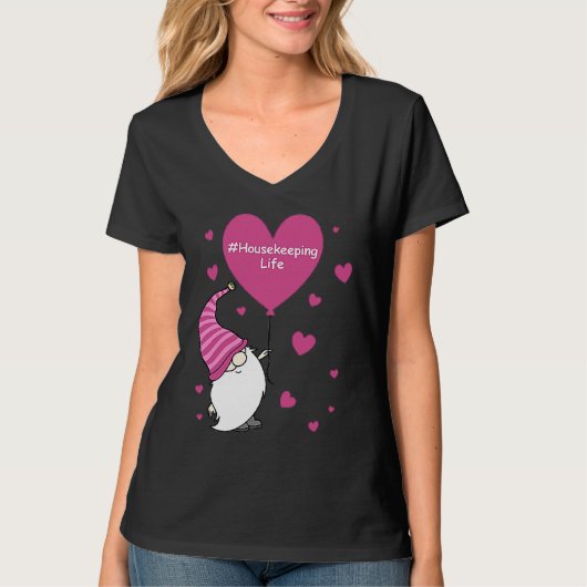 Pink Grome Heart Housekeeping Life Balloon Valenti Tシャツ (正面)