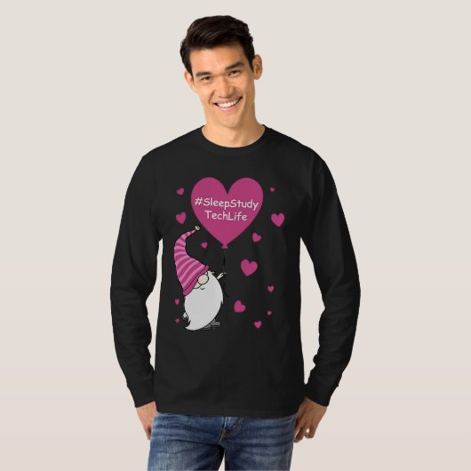 Pink Grome Heart Sleep Study Tech Life Balloon Val Tシャツ (正面フル)