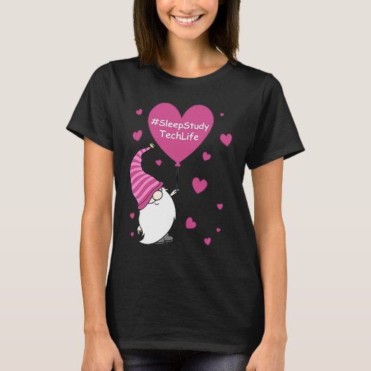 Pink Grome Heart Sleep Study Tech Life Balloon Val Tシャツ (正面)