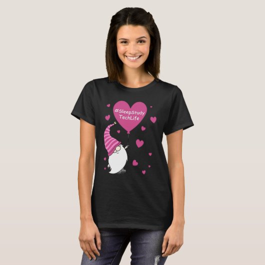 Pink Grome Heart Sleep Study Tech Life Balloon Val Tシャツ (正面フル)