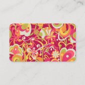 Pink Groovy 60s 70s Floral Swirls Business Card 名刺 (正面)