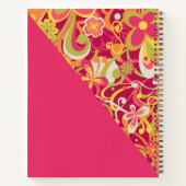 Pink Groovy 60s 70s Floral Swirls II ノートブック (裏面)