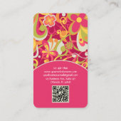 Pink Groovy 60s 70s Floral Swirls Vers II 名刺 (裏面)