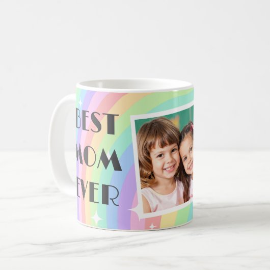 Pink Groovy Boho Rainbow Mothers day coffee mugs コーヒーマグカップ (正面左)