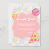 Pink Groovy Pizza Party Thank You Card サンキューカード (正面)