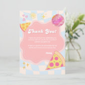 Pink Groovy Pizza Party Thank You Card サンキューカード (スタンド正面)