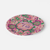 Pink Groovy Psychedelic 60s 70s Floral Birthday ペーパープレート (アングル)