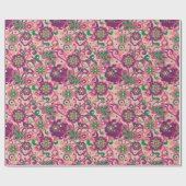 Pink Groovy Psychedelic 60s 70s Floral Birthday ラッピングペーパー (フラット)