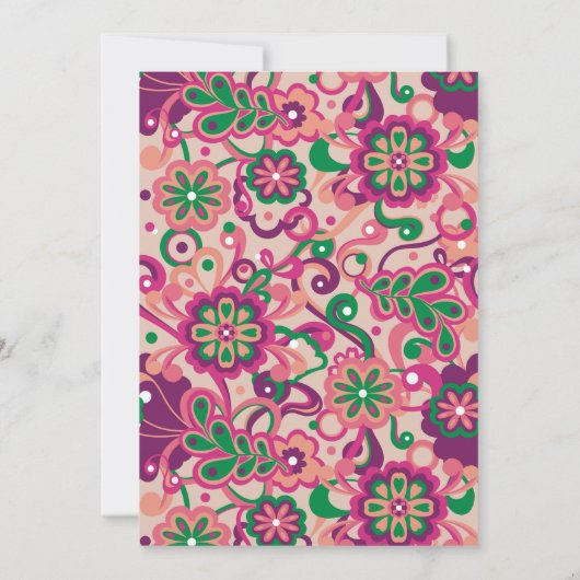 Pink Groovy Psychedelic 60s 70s Floral Birthday 招待状 (裏面)