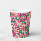 Pink Groovy Psychedelic 60s 70s Floral Birthday 紙コップ (裏面)