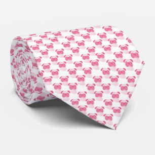 PINK Grumpy Pug Pattern ネクタイ