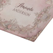 Pink Grunge Antique Frame Decoupage カッティングボード (角)