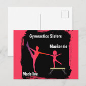 Pink Grunge Gymnastics Sisters Name Art Postcard ポストカード (正面/裏面)