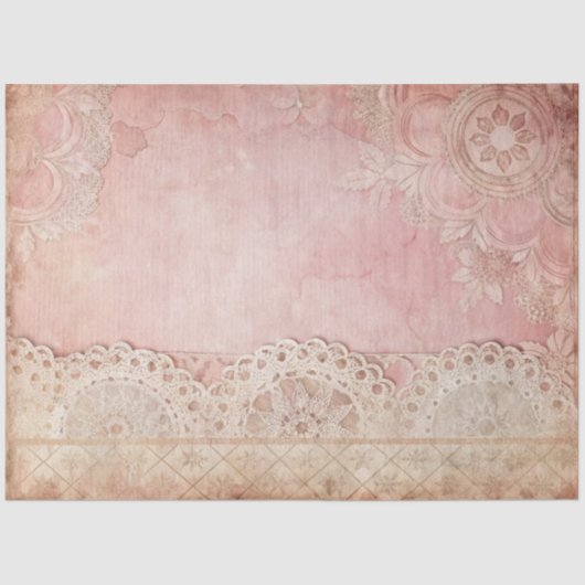 Pink Grunge Handmade Lace Decoupage 薄葉紙 (正面)