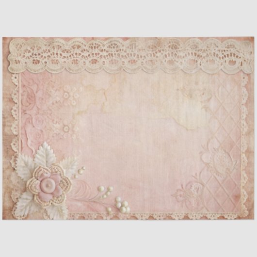 Pink Grunge Handmade Lace Decoupage 薄葉紙 (正面)